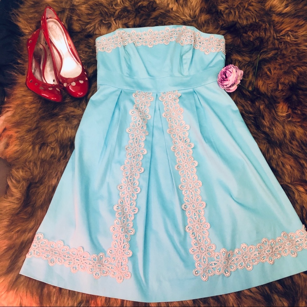 Lilly Pulitzer strapless powder blue dress size 6